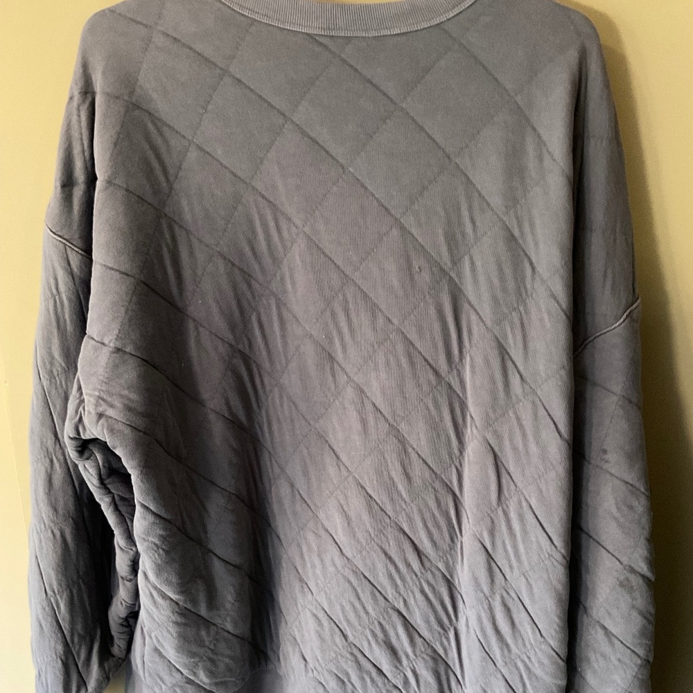 Quilted, pull over sweatshirt. Warm, oversized, and cozy. Beautiful periwinkle.